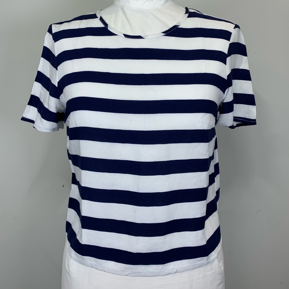 Navy and White Striped Women's Top‎ by H&M